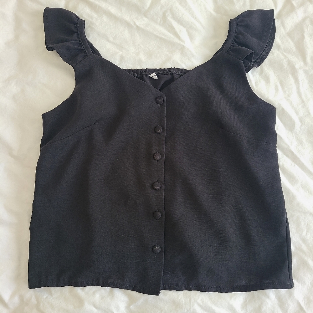 Black Mini Ruffle Tank